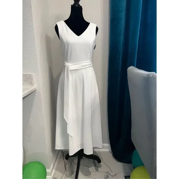 princess polly baby blue dress Calvin Klein Belted A-Line Dress